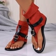 thumbnail image 5 of Sandals Women Women's Fashionable Casual Comfortable Plus Size Sandals Solid Color Round Toe Open Toe Back Zipper Flat Sandals Red 39, 5 of 9