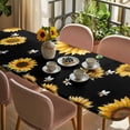 thumbnail image 3 of Vintage Sunflowers Table Cloths for 8 Foot Rectangle Tables, Elegant Pastoral Botanical Watercolor Patio Waterproof Elastic Fitted Tablecloths, Washable Rectangular Table Cover for Camping, 3 of 8