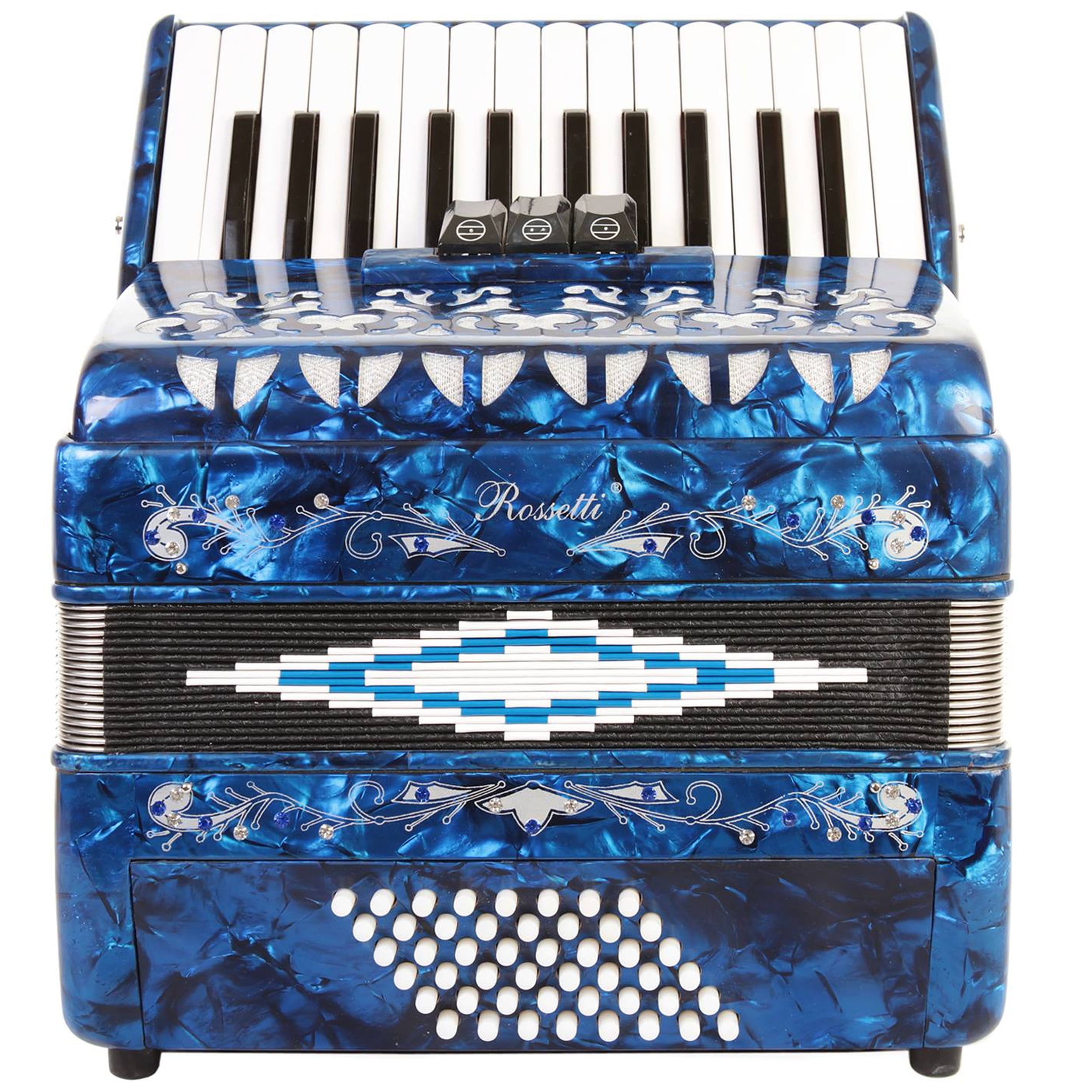 Rossetti Kidz 17 Key 8 Bass Button White Piano Accordion For Kids & Students 