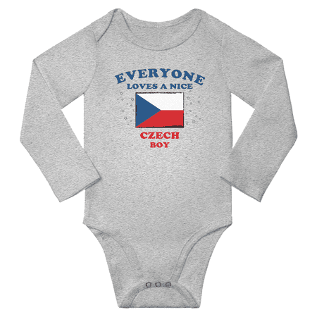 

Everyone Loves a Nice Czech Boy Baby Long Slevve Bodysuits Unisex Gifts (Gray 18-24 Months)