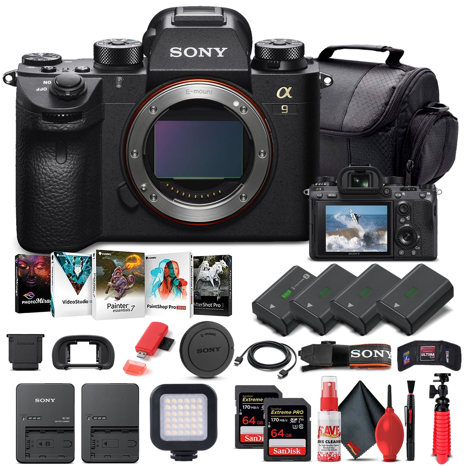 Sony Alpha a9 II Mirrorless Camera Body Only (ILCE9M2/B) - Pro Bundle New Condition Includes Memory Cards(International Model)