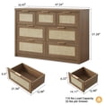 thumbnail image 3 of OAKHAM Commode 7 Tiroirs, Grand Commode en Rotin pour Chambre à Coucher Salon, Noyer Clair, 3 of 7