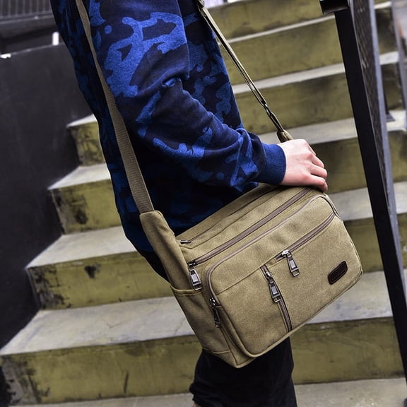 Canvas shoulder bag,Khaki