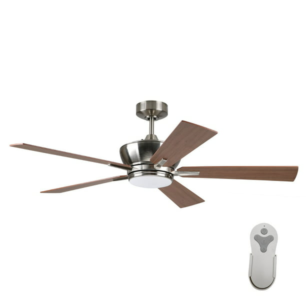 52 Modern 5 Blade Indoor Ceiling Fan, Modern Crystal Ceiling Fan With Remote Control Satin Nickel Plate