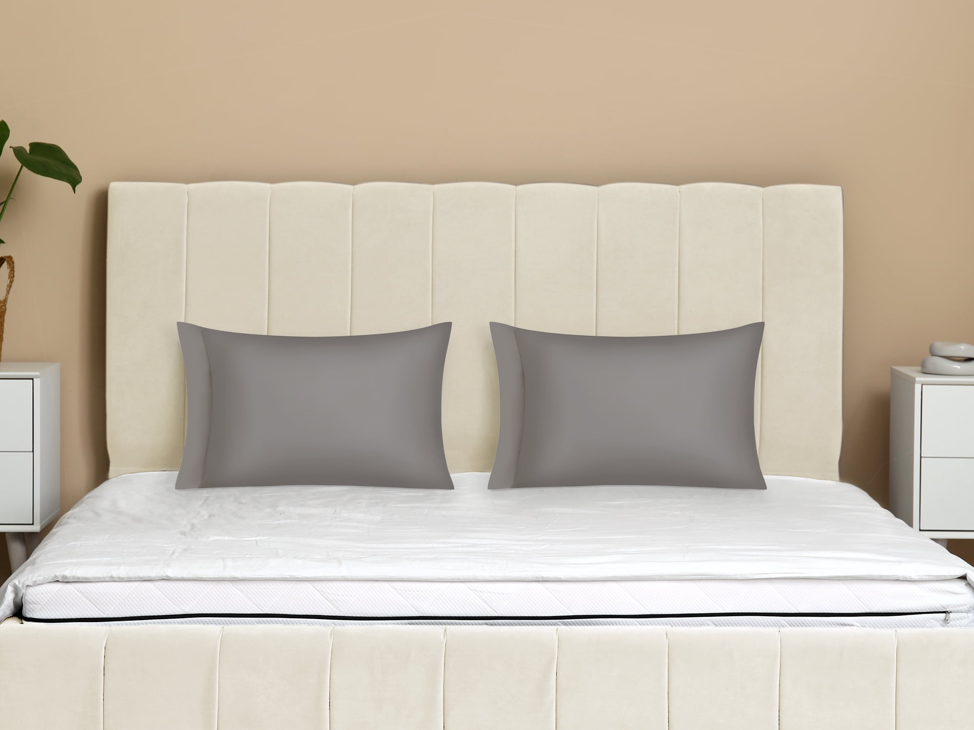 Unique Bargains Satin Pillow Cases Set of 2 Cooling Pillow Covers Queen Dark Gray