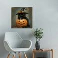 thumbnail image 5 of Vintage Halloween Black Cat and Pumpkin Canvas Wall Art Painting,Gothic Print Pictures for Home Wall Decor Horror Creepy Dark Posters for Living Room Home Halloween Party Decor Framed, 5 of 5