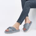 thumbnail image 6 of Ecetana House Slippers for Women Corduroy Cross Band Memory Foam Slippers Open Toe Non-Slip Home Shoes, 6 of 7