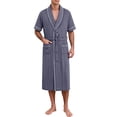 thumbnail image 4 of Men's Robe Belted Short Sleeve Bathrobe Lighteright Summer Soft Robe for Spa Sleep Bath Wear Navy 4XL, 4 of 9