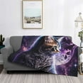 thumbnail image 6 of Throw Blanket for Couch - Purple Moon Cat Soft Comfy Lightweight Cozy Warm Throw Blanket, Fuzzy Plush Flannel Blanket & Throws for Sofa and Bed All Season, 6 of 8