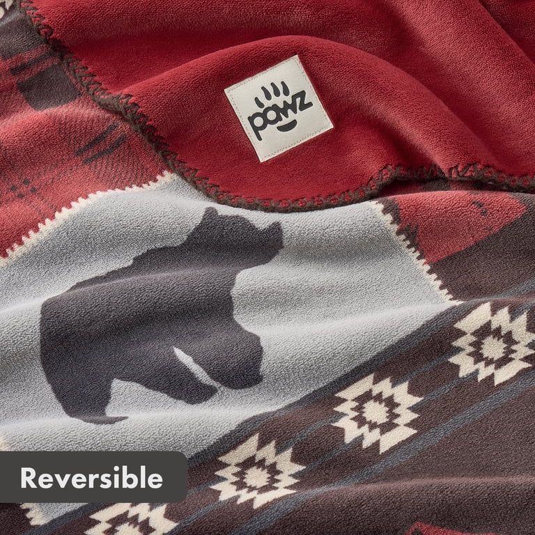 Pawz Oversized Plush Throw Blanket 50x72 Red Bears photo 2