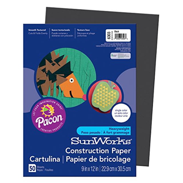 Papel de construcción SunWorks, negro, 9 "x 12", 50 hojas Sunworks 999992751659