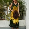 thumbnail image 5 of Maxi Dress Yellow Sunflower Print Dress Green Leaves Sexy V Neck Custom Boho Beach Long Dresses Korean Fashion Big Size Vestido, 5 of 7