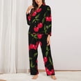 thumbnail image 2 of Fuzoiu Cherry Print Women's Long-Sleeved Pajama,Lounge Button Down Nightwear,Womens Notch Collar Pajama Set-XX-Large, 2 of 7