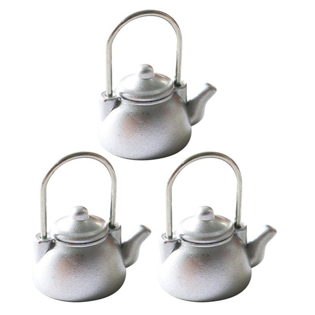 FELTECHELECTR 3 piezas de adornos de tetera de plástico simulados, mini decoración para el hogar, micro paisaje