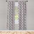 thumbnail image 5 of Ambesonne Flamingo Window Curtains, Tree Leaves Wildlife, Each 28" W x 63" L, Grey Rose Pink, 5 of 5