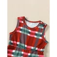 thumbnail image 4 of Toddler Girls Christmas Plaid Print Tank Jumpsuit Sleeveless Round Neck Long Pants Overalls, 4 of 8