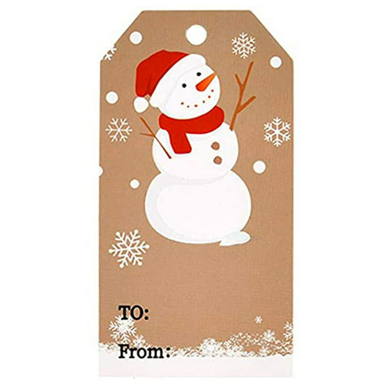 100 Pieces Christmas Kraft Paper Gift Tags Snowman Santa Tree