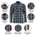 thumbnail image 2 of Renegade Flannel Men Motorcycle Plaid Shirt All Season Sporty CE Approved Armors Long Sleeve Bikers Shirt with Zipper, 2 of 9