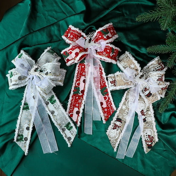 Jinsinto Christmas Tree Topper Bow,35*21cm Artificial Xmas Tree Flower Topper Decor, for Family, Wedding, Birthday Party