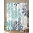 thumbnail image 4 of Shower Curtain Teal Turtle Shower Curtains for Bathroom, Waterproof Polyester Shower Curtain Set with Hooks, Extra Long 72" x 78" Coral Starfish Shell, 4 of 6