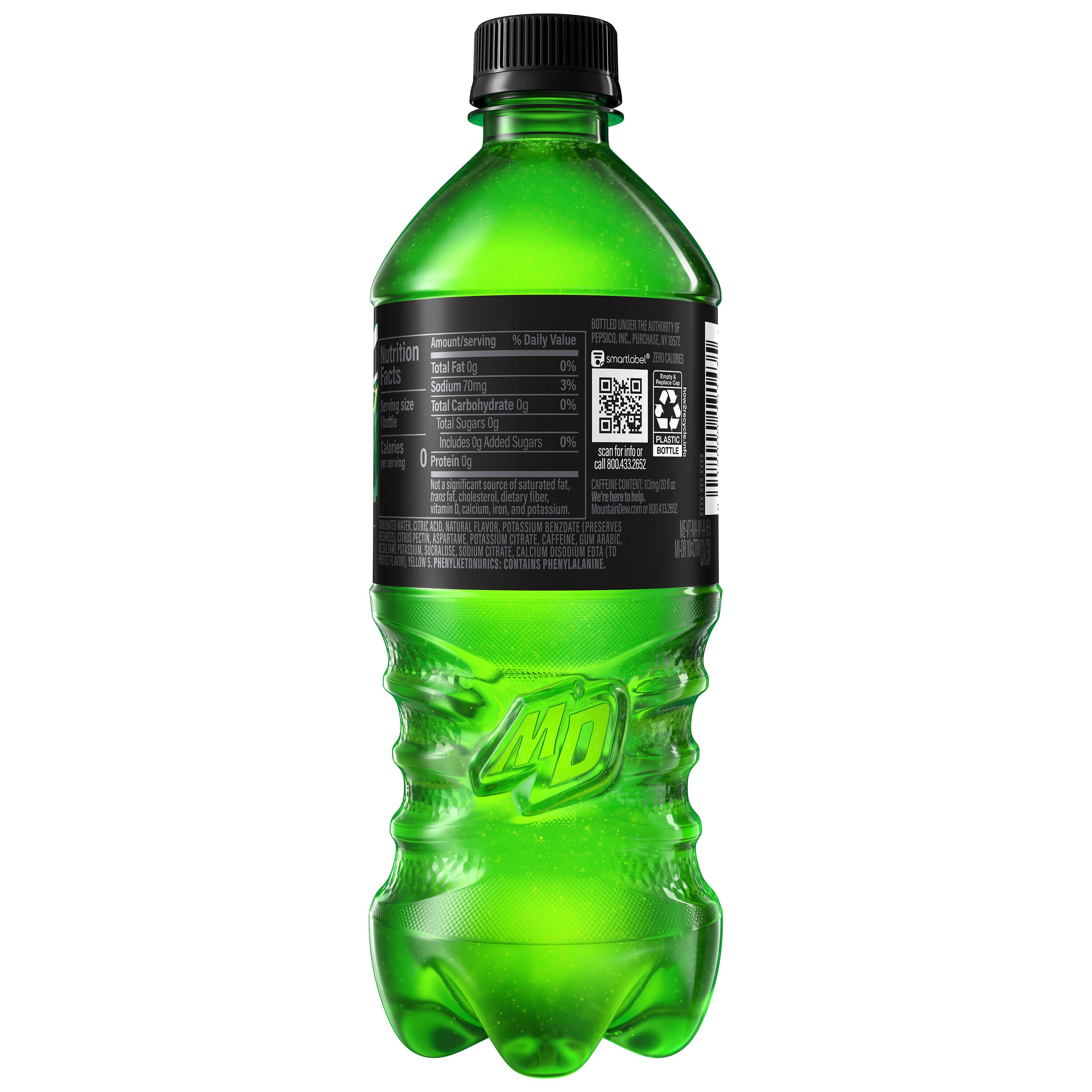 (5 pack) Mountain Dew Zero Sugar Citrus Soda Pop, 20 fl oz Bottle