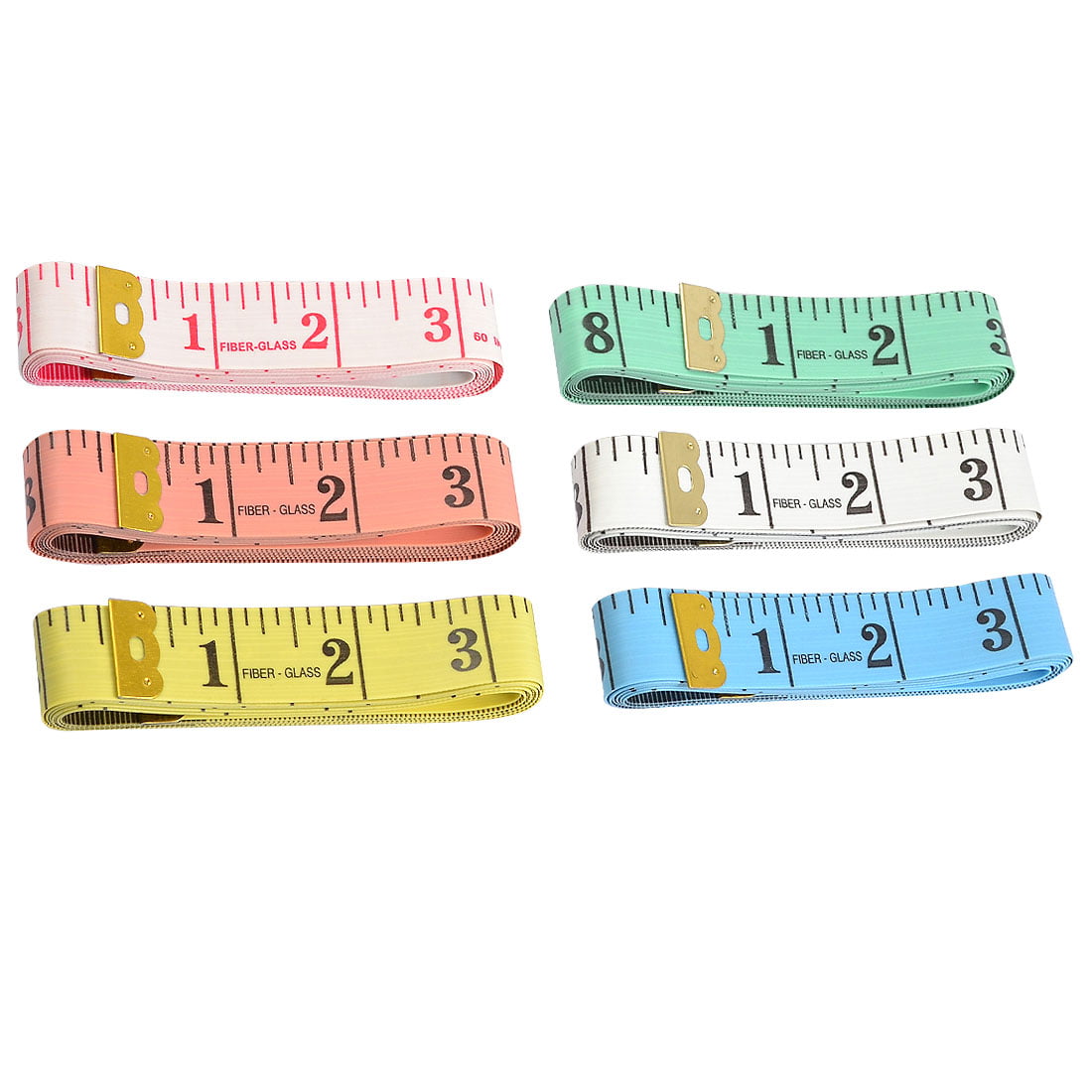 6 Pcs 1.5M 60 Inch Double Sided Fiberglass Tape Measure Sewing Rulers ...