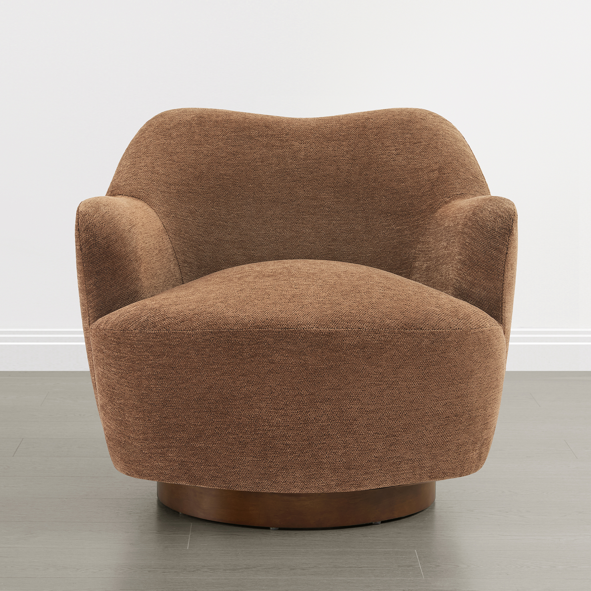 Spruce & Spring Swivel Accent Chair, Upholstered Barrel Armchair for Living Room Bedroom Reading Nook, Terracotta