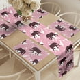 thumbnail image 2 of Ambesonne Animal Table Runner & Placemats, Tropical Palm Leaf Africa, Placemat 4 pcs + Runner 14"x72", Pastel Pink Dark Fuchsia, 2 of 2