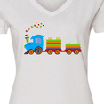 thumbnail image 4 of Inktastic Colorful Toy Train Women's V-Neck T-Shirt, 4 of 5