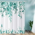 thumbnail image 2 of Teal Eucalyptus Leaves Shower Curtain, Teal Blue and Gold Watercolor Leaves Botanical Plants Bathroom Curtain Waterproof Fabric Machine Washable with Hooks, 36" Wx72 L, 2 of 6
