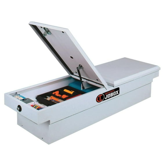 Jobox White Full Size Truck Dual Lid Steel Crossover Tool Box PSC1460000