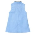 thumbnail image 3 of AJTQTH Girls Cute Dress Toddler Kids Madarin Collar Side Snap Sleevelss Cotton Linen Summer Comfy Lighweight Clothes Outfits Blue 2 Years, 3 of 3