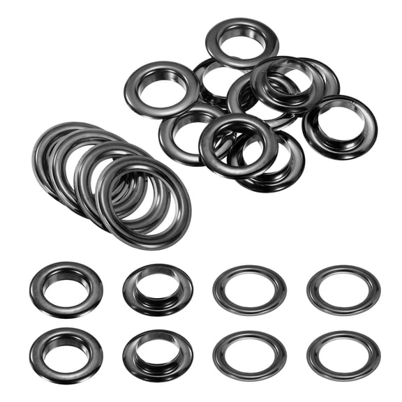 Uxcell 10Set Grommets Eyelets 20mm 4/5 Inch Brass Eyelets Kit with Washers for Fabric Curtain Tarps Leather Belt Shoes Bag DIY, Black