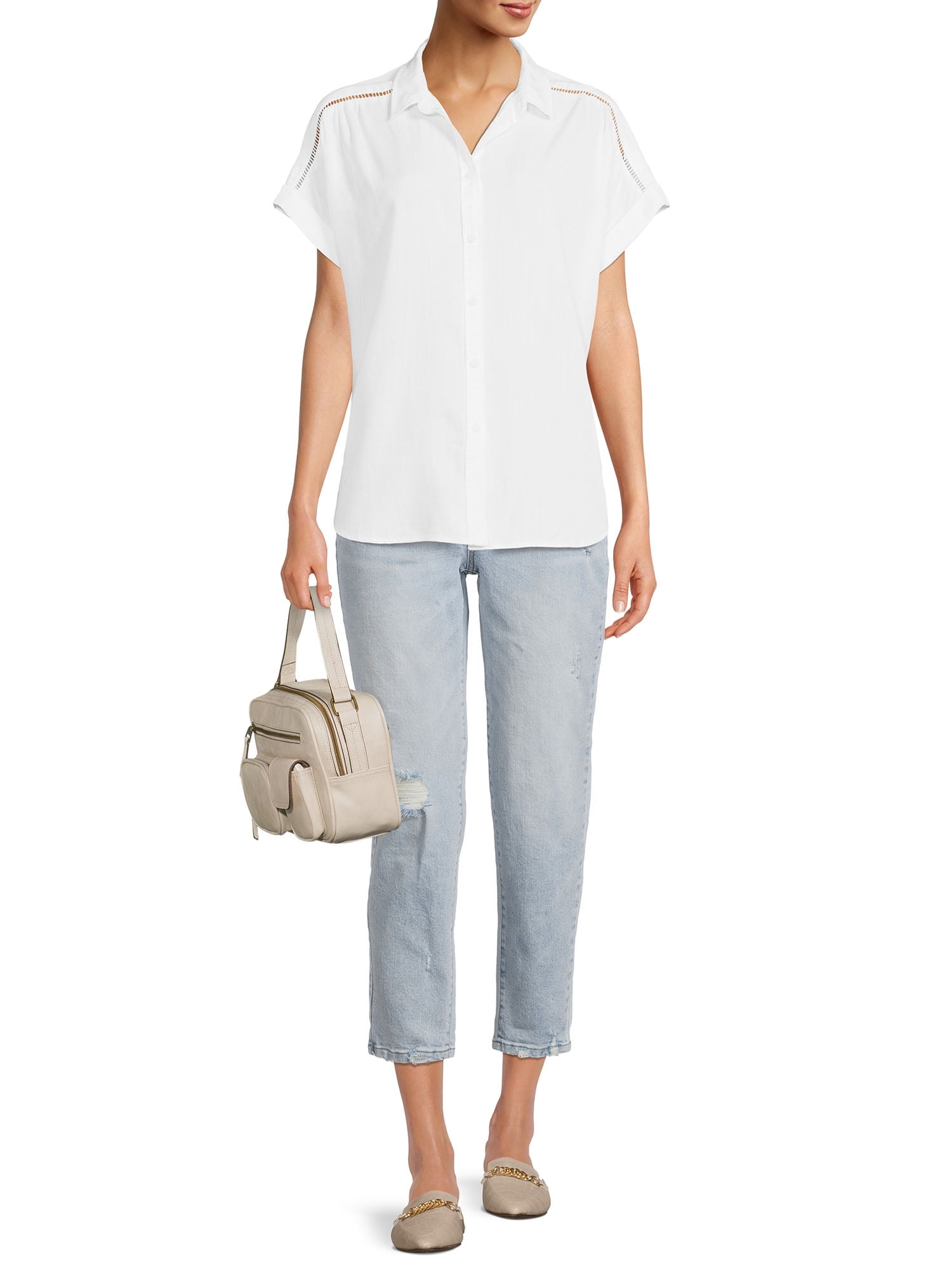 Time and Tru Women's High Rise Slim Boyfriend Crop Jeans