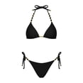 thumbnail image 4 of ClodeEU Women's Plus Size Color Block Halter Neck Bikini Set with Bow ,Loose Fit Sexy Comfortable Two Piece Swimsuit Black,Womens Plus L, 4 of 6