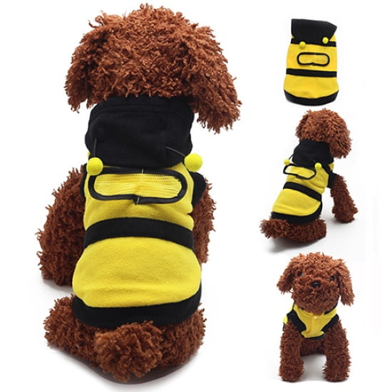 Walbest Pet Bee Costume Dog Hoodies Cat Holiday Cosplay Warm Clothes Puppy Cute Hooded Coat Outfits for Cat and Small Dogs
