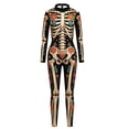 thumbnail image 3 of Womens Day Of The Dead Skeleton Jumpsuit Floral Print Long Sleeve For Halloween Party Cosplay, 3 of 7