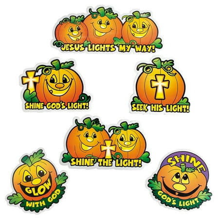 Fun Express - Christian Pumpkin Cutouts for Halloween - Party Decor - Wall Decor - Cutouts - Halloween - 12 Pieces