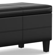 Afton 48 WD Rectangle Storage Ottoman Bench in Midnight Black Vegan Leather