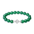 thumbnail image 1 of Pulsera de ágata verde natural de 8 mm para mujer con cuentas de plata, 1 of 2