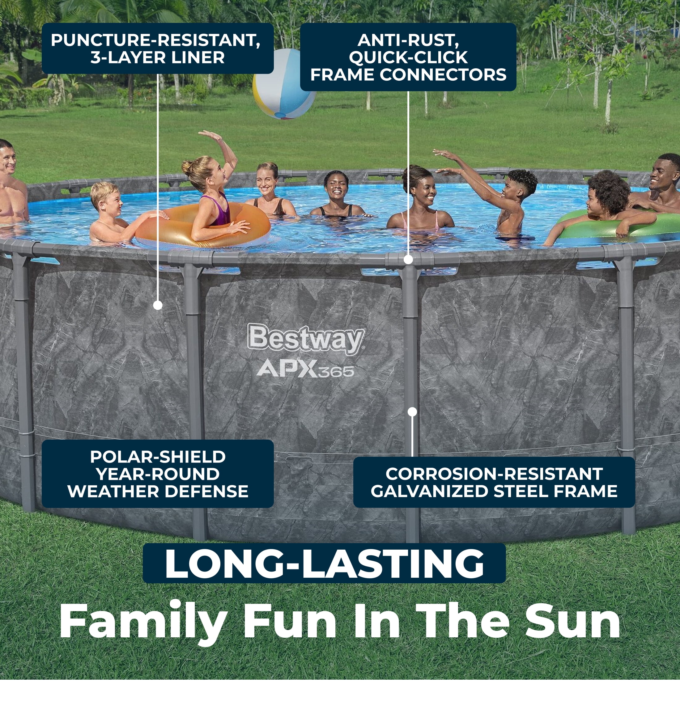 Bestway APX 365 20'x52" Metal Frame Above Ground Pool w/ Sand Pump & Accessories