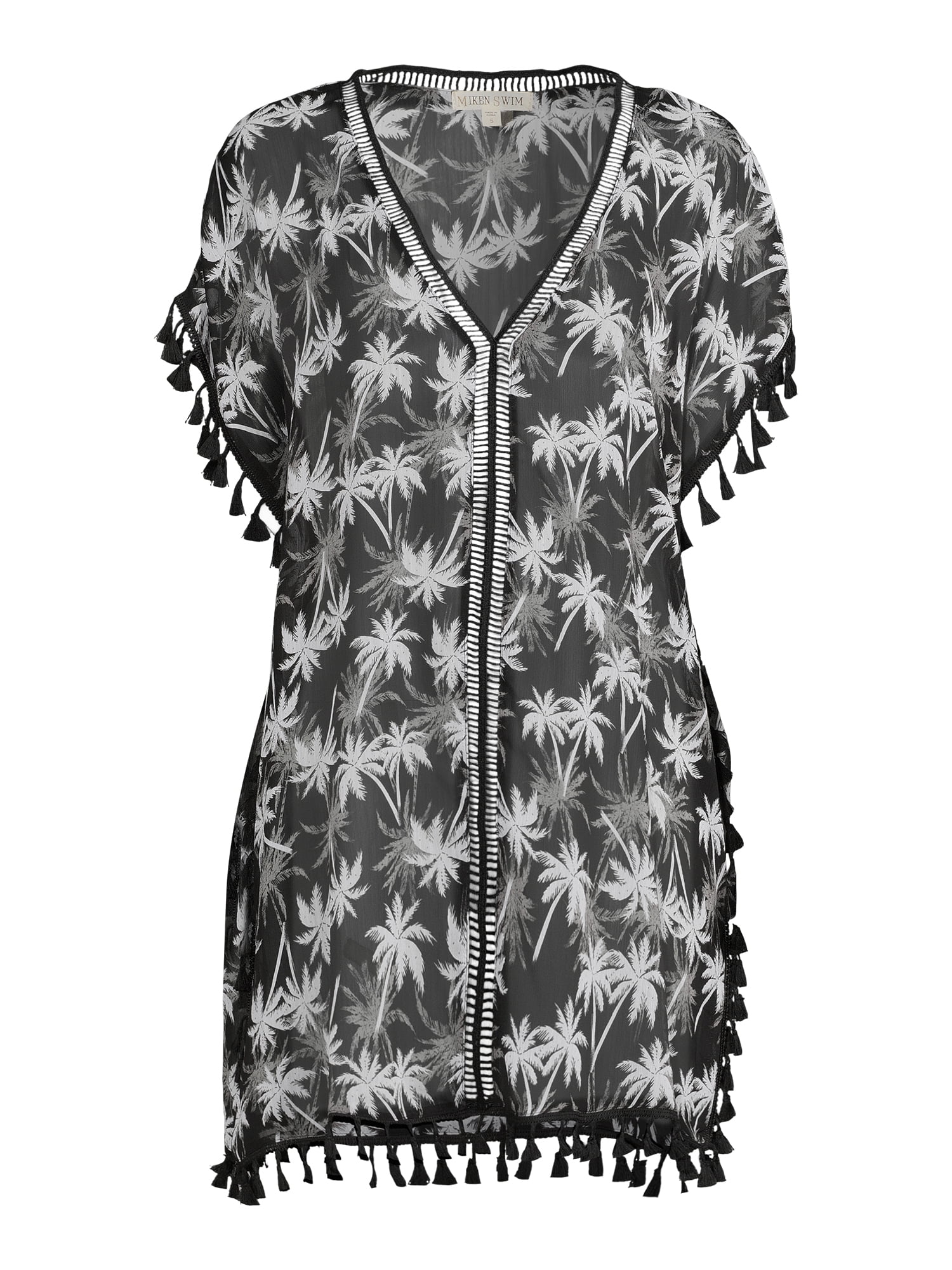 Miken Women's Poncho Tunic Swimsuit Coverup with Tassels