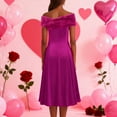thumbnail image 5 of VEKDONE Women Velvet Tube Dress with Removable Shawl A-Line Swing Cocktail Dresses Formal Wedding Guest Prom Party Midi Dress Hot Pink L, 5 of 7
