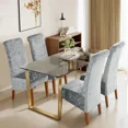 thumbnail image 2 of 2 piezas de funda para silla de comedor de terciopelo, paquete completo, elástica, para hogar, hotel, restaurante, banquete, color sólido, funda para asiento de silla, protector de muebles, 2 of 9