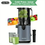 Aeitto Masticating Juicer, Cold Press Juicer Machines with 5.3" Large Feed Chute, Easy to Clean with Brush, Black/Grey
