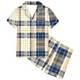 thumbnail image 6 of Auroural Kids Pajamas Short Set Girls Button Front Pajama Top & Shorts Set, Plaid Pajama Set, 2-Piece, Sizes 2-14 & Plus, 6 of 6