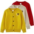 thumbnail image 5 of CYRBOKO Girl's Cardigans, Cotton Knit Soft Long Sleeve Winter Tops Yellow Size 8-10 T, 5 of 8