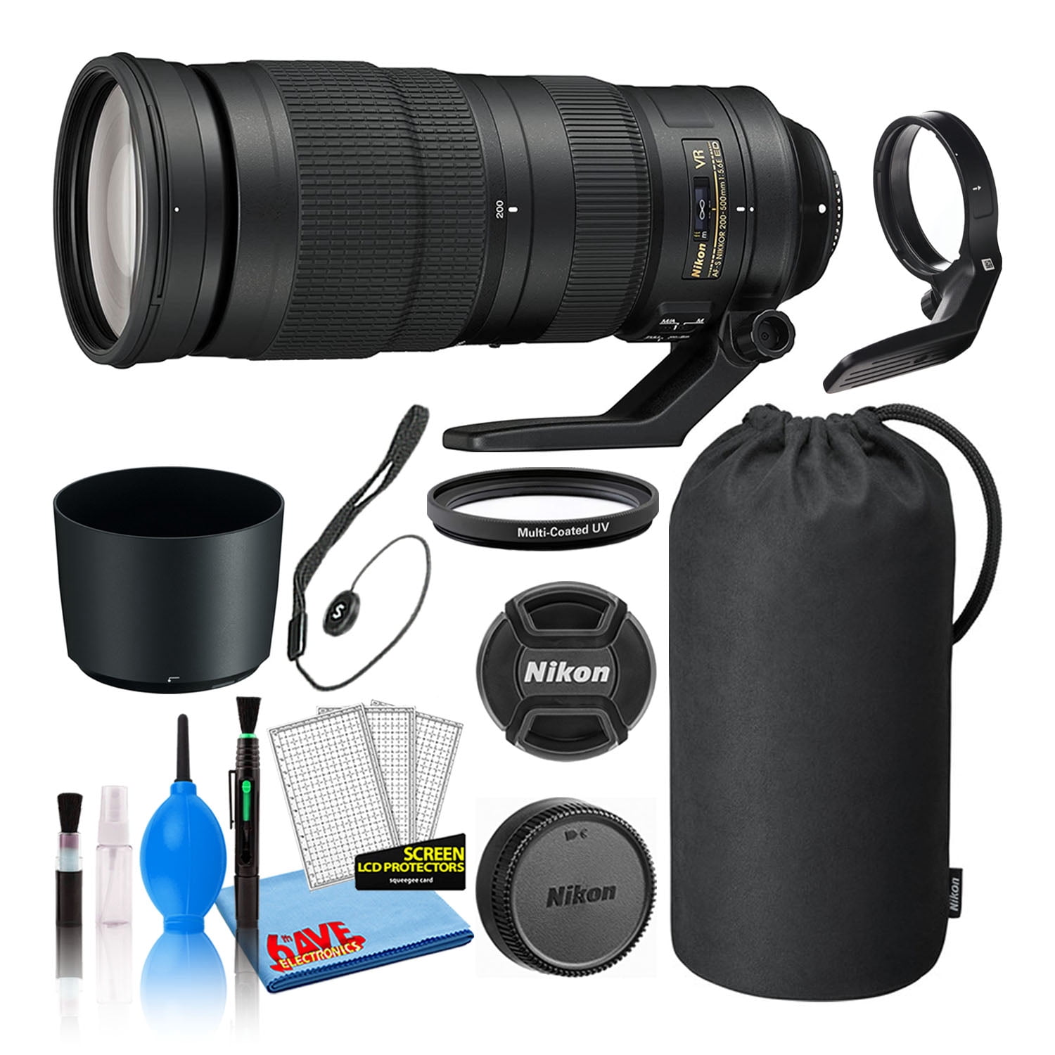 Nikon AF-S NIKKOR 200-500mm F/5.6E ED VR Lens Includes Tripod