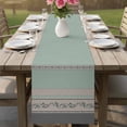 thumbnail image 4 of Turquoise Floral Table Runner 70 Inches, Modern Farmhouse Leaves Gray Striped Bed Runner Dresser Scarves Tabletop for Indoor Outdoor Parties/Ceremony/Banquet, 13" x 70", 4 of 9