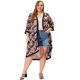 thumbnail image 3 of Women's Plus Size Cardigan Floral Printed Contrast Panel Chiffon Midi Summer Cardigans Rose 1X, 3 of 6